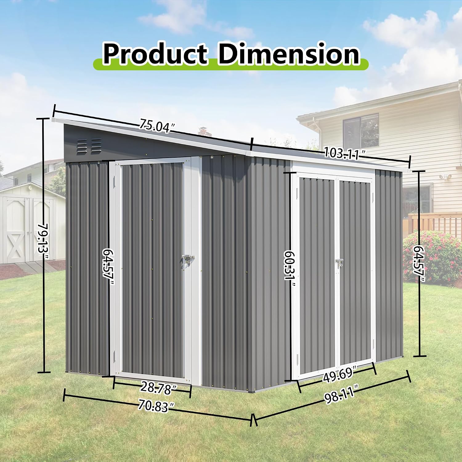 6x8FT Lean to Metal Outdoor St - огляд і ціна Garden Tools