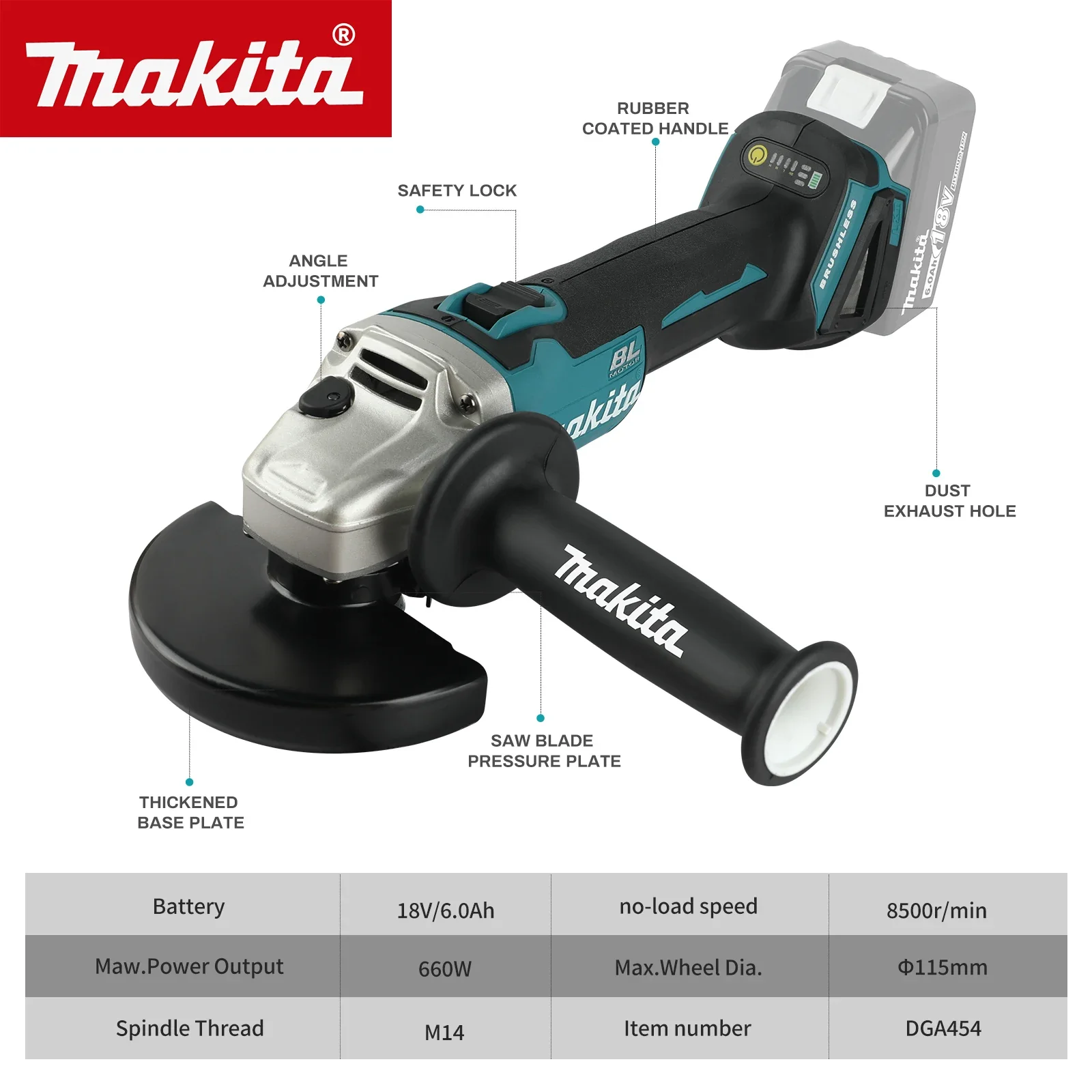 Brushless Lithium Electric Ang - огляд і ціна Brushless Angle Grinder Battery Powered