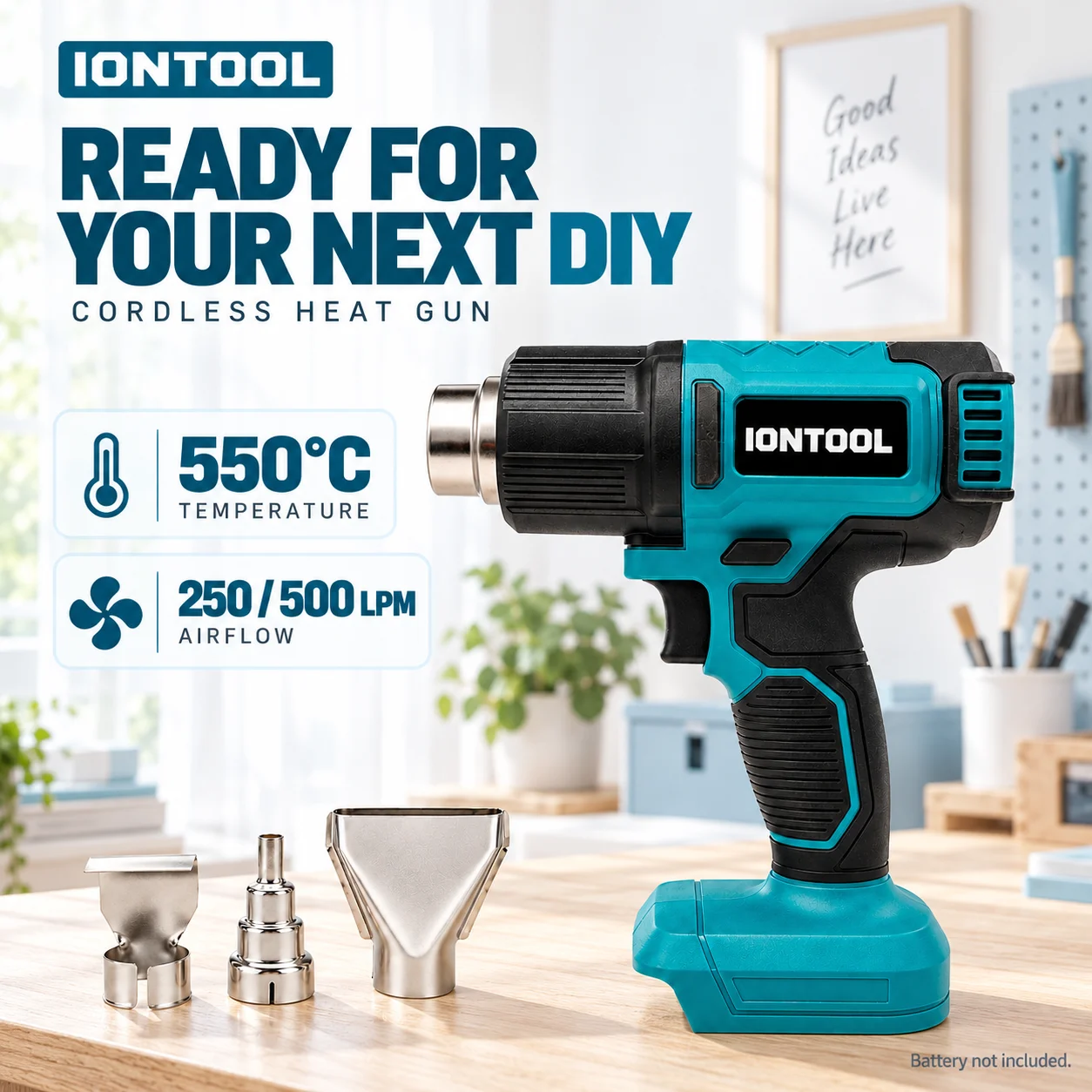 IONTOOL Cordless Heat Gun 550℃ - огляд і ціна Cordless Heat Gun For Shrink Tubing
