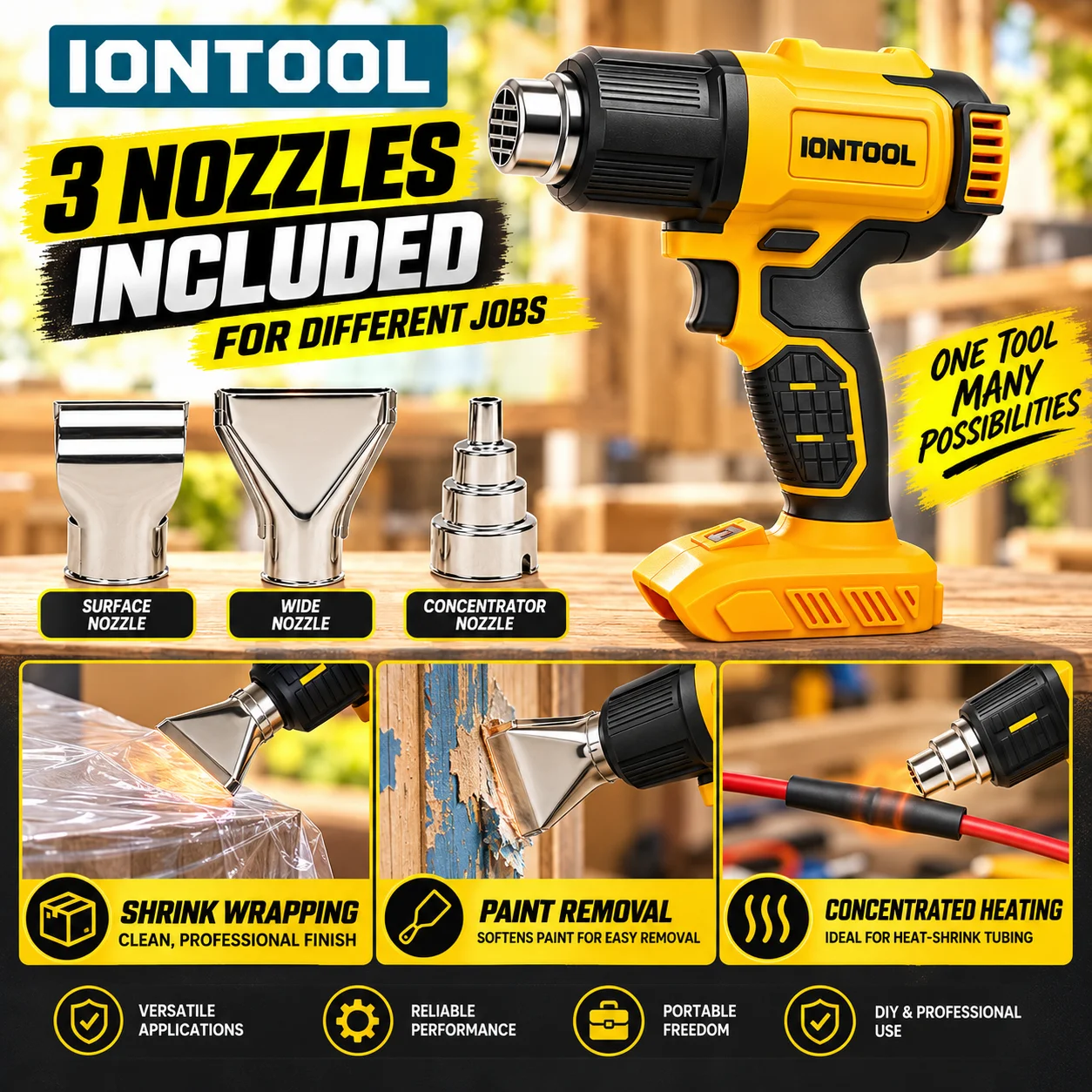 IONTOOL 550℃ Cordless Heat Gun - огляд і ціна Cordless Heat Gun For Shrink Tubing